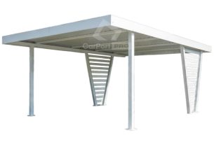 Carport V PREMIUM 4x4,8m - Wypełnienie panelami - Wiata samochodowa - biały - ocynk CP159