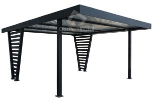 Carport V PREMIUM 4,8x5m - Wypełnienie panelami - Wiata samochodowa - antracyt CP161
