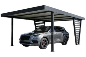 Carport V PREMIUM 4,3x5m - Wypełnienie panelami - Wiata samochodowa - antracyt CP163