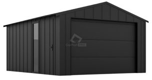 Garaż blaszany 4x6 - brama segmentowa - okno - drzwi - dach dwuspadowy - blacha na rąbek CP146