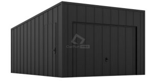 Garaż blaszany 3,5x5m - brama uchylna - drzwi - blacha na rąbek - dach spad w tył CP148