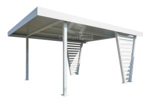 Carport V PREMIUM 4x5m - Wypełnienie panelami - Wiata samochodowa - biały - ocynk CP149