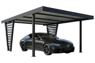 Carport V PREMIUM 5x4,5m - Wypełnienie panelami - Wiata samochodowa - antracyt CP153
