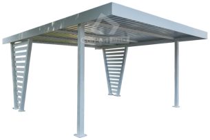 Carport V PREMIUM 4,8x5m - Wypełnienie panelami - Wiata samochodowa - biały-ocynk CP160