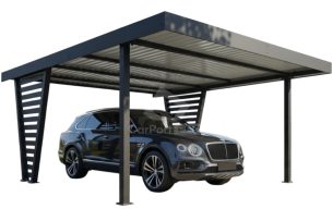 Carport V PREMIUM 5x5m - Wypełnienie panelami - Wiata samochodowa - antracyt CP162