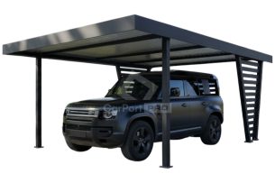 Carport V PREMIUM 4,2x5,8m - Wypełnienie panelami - Wiata samochodowa - antracyt CP167
