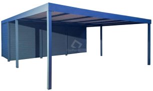 Carport + Pomieszczenie gospodarcze PREMIUM - Wiata samochodowa 6x7,5m - antracyt spad w bok CP135