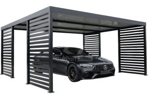 CarPort PREMIUM - wiata samochodowa 5,8x5,5 - antracyt - dodatkowa zabudowa CP174